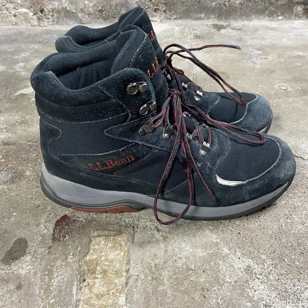 L.L. Bean Trail Model Hiking Boots Size 12 Wide Black Suede Outdoor Utility Wear